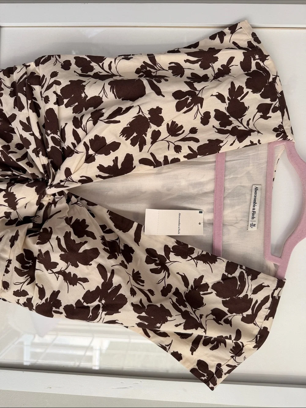 Abercrombie & Fitch Cream Maxi Dress with Brown Floral Print